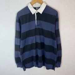 LIPSW MASTIN リップソーマスティン 90s ラガーシャツ 長袖 ボーダー 総柄 ネイビー メンズ 古着 アメカジ　シティーボーイ