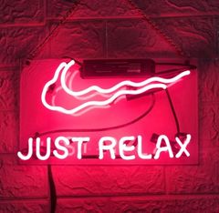 オーダーメイド　JUST RELAX ネオン管　オリジナル　ネオンサイン　 ピンク LEDサイン 14インチ