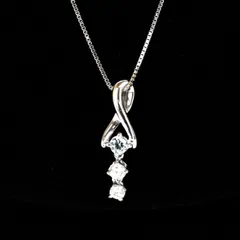 美品『USED』K18WG ネックレス ブラックダイヤモンド 0.38 4.3g