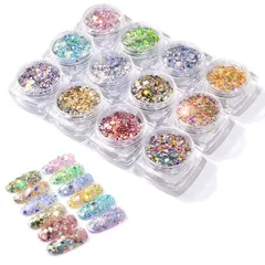 【新品未開封】 DIY ネイルアート 】オーロラミクスサイズグリッタースパンコール ネイルタウン グリッ【12色セット ラメグリッター ネイルパーツ ラメパウダー ジュエリーパーツ ヘア飾り ZHEJIA