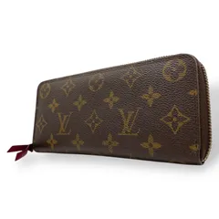 極美品 LOUIS VUITTON ルイヴィトン 長財布 モノグラム ポルトフォイユ・クレマンス M60742 ラウンドファスナー フューシャピンク ブラウン 茶 PVC レザー レディース W2