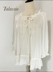 Talassio ホワイト　シアーブラウス　Lサイズ