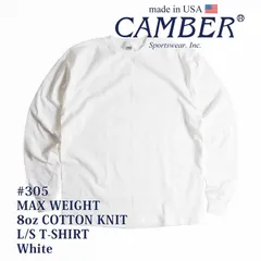 【カラー：ホワイト】キャンバー CAMBER 305 マックスウェイト 長袖 クルー Tシャツ MADE IN USA メンズ アメリカ製 無地 ロンT ヘビーウエイト 8オンス 厚手 シンプル 綿 コットン100％ サイズ S M L XLのサムネイル