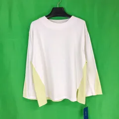 【未使用品】切り替えバイカラーロングスリーブTシャツ ロンT 長袖カットソー F フリーサイズ 白 ホワイト イエロー コットン 綿 レディース 春夏 スプリングサマー