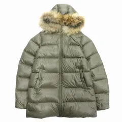 ナチュラルビューティーベーシック NATURAL BEAUTY BASIC ダウンコート ジャケット ブルゾン フーディー ラクーンファー Wジップ L カーキ 緑系 レディースのサムネイル