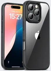 PC背面 + ケース TPU ソフト ケース バンパー Pro 耐衝撃 透明 Pro 黄変防止 アイフォン16 軽薄カバー [ワイヤレス充電対応 用 レンズ保護 iPhone16 衝撃吸収]あいほん16 プロケース LAYJOY ストラップホール付き（クリア）