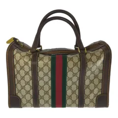 GUCCI グッチ GGスプリーム・シェリーライン・ボストンバッグ/ベージュ×ブラウン/ハンドバッグ/トラベルバッグ【オールシーズン】【♀】【B】【レディース】★■552996【中古】