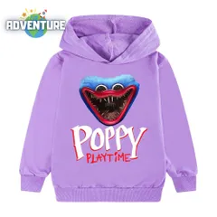ハギーワギー 長袖 パーカー 100 110 120 130 140 150 160 紫パープル 女の子 ホラゲーロンT トップス  服 キッズ 子供 ポピープレイタイム h3