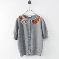 レッドバレンティノ RED VALENTINO フラワーレース 半袖 ニット カーディガン S/グレー 羽織り クルーネック モチーフ【2400013850353】のサムネイル