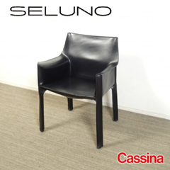 ◾︎SELUNO◾︎ 【展示良品】Cassina カッシーナ  413 CAB / キャブ アームチェア / 黒本革 50万 v498