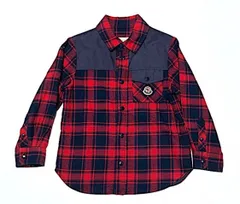 センス抜群＆可愛い！早い者勝ち【美品】Moncler モンクレール 2024AW 新作 キッズ ロゴ ワッペン チェック柄 長袖シャツ フランネル 6A/116m　2A48