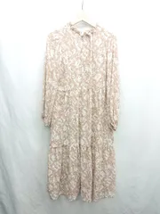 ◇ ⊂ Samansa Mos2 blue サマンサモスモス ブルー 総柄 長袖 ロング ワンピース サイズF ピンク系 レディース E  【1501230018654】