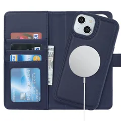 【人気商品】手帳型 ケース マグセーフ ケース ケース 【分離式2in1】 アイフォン16 耐衝撃 iPhone16 対応 カード収納 MagSafe ワイヤレス充電対応 16 iPhone フェイクレザー(6.1インチ対応)-ブルー Ｈａｖａｙａ