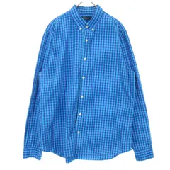 GAP ギャップ ギンガムチェック柄 長袖 コットンシャツ L ブルー系 胸ポケット メンズ 古着