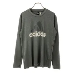 アディダス ロゴプリント 長袖 CLIMALITE Tシャツ M グレー系 adidas スポーツ トレーニング メンズ 古着 【240421】 メール便可