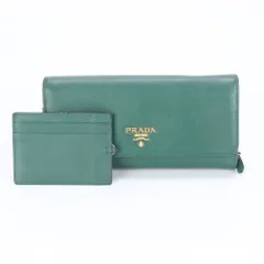 美品 プラダ 三角ロゴ サフィアーノ レザー 長財布 カードケース 二つ折り ロング ウォレット ラウンドファスナー メンズ MCE CD30-4【中古】