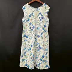 #snc スーパービューティー Super Beauty ワンピース 42 白 青 ノースリーブ 花柄 レース ビジュー 刺繍 美品 レディース [833545]