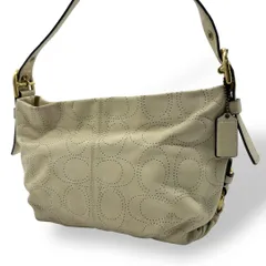 良品 393コーチ ショルダーバッグ パンチング シグネチャー レザー