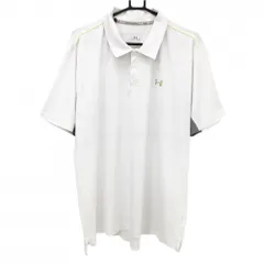 アンダーアーマー 半袖ポロシャツ 白×グレー バックプリント ロゴ刺しゅう メンズ XL ゴルフウェア UNDER ARMOUR