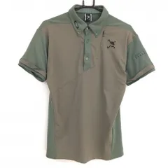 オークリー 半袖ポロシャツ カーキ×グリーン 切替 ティー装着可  メンズ M ゴルフウェア Oakley