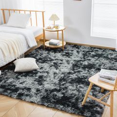 新品 Zdeysun ラグ カーペット シャギーラグ ラグマット 長方形 絨毯 200x250cm 滑り止め付 洗える 防ダニ 防臭 抗菌 オールシーズン快適に使用 床暖房 ホットカーペット対応 ふわふわ肌触り ブラック