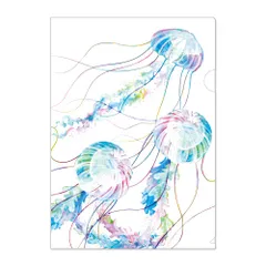 和詩倶楽部　マトメムシ　A4クリアファイル　ゆら緩ら (MCF-003)　鮮やかな絵柄のクリアホルダー　くらげ　流れに身を任せても良いかも