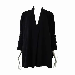 ミズイロインド mizuiro ind ニット セーター チュニック プルオーバー ウール 7分袖 カシュクール Vネック F 黒 ブラック