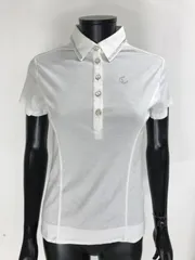 【USED】Callaway キャロウェイ 綿 半袖 ポロシャツ ラインストーン ホワイト 白 レディース M ゴルフウェア