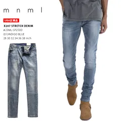 mnml デニム ジーンズ メンズ インディゴブルー 大きいサイズ ミニマル ジーパン Gパン パンツ スキニー スリム ストレッチ おしゃれ 無地 シンプル 細い 細身 b系 ヒップホップ ファッション ストリート系 ハイ ブランド 23ML-SP250D