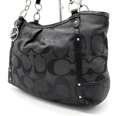 【良品】 COACH コーチ トートバッグ A4収納可能 柄 シグネチャー スタッズ レザー キャンバス ブラック 黒 メンズ レディース ユニセックス 男女兼用