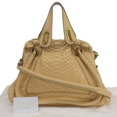 【本物保証】 布袋・保付 超美品 クロエ CHLOE パラティ 8HS891-8H991 2WAY ショルダーバッグ ハンドバッグ パイソン×レザー ベージュ