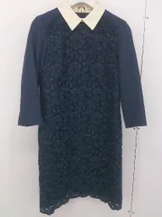 ◇ CROLLA クローラ 花柄 刺繍 バックジップ 長袖 ミニ ワンピース サイズ 36 ネイビー アイボリー レディース  【中古】 【1204050007869】のサムネイル