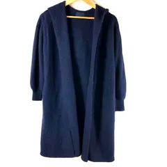 スナイデル Snidel モヘア混ニットコート フード付き ガウンコート ネイビー Fサイズ 936513
