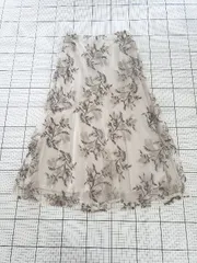 ◇ Θ GRL グレイル 花柄 ロング丈 フレア スカート サイズL ベージュ系 レディース E  【1509100082385】