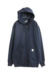 【お得なクーポン配布中!】 US企画 カーハート フルジップ スウェット フード パーカー メンズ XL / 古着 トレーナー ヘビーウェイト 大きいサイズ 裏起毛 撥水加工 紺