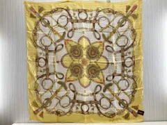 LANCEL ランセル 総柄 大判 シルクスカーフ イエロー系