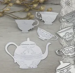 カッティングダイ　ティーポット　ティーカップ　コラージュ　スクラップブッキング　グリーティングカード　3077