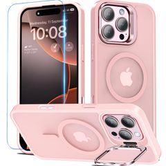 【人気】BESINPO iPhone 16 Pro Max ケース [ガラスフィルム付き・MagSafe対応・スタンド機能] アイフォン16プロマックス ケース 縦横両対応 調整可能 半透明 黄ばみなし 指紋防止 いphone16promax ケース 米軍規格