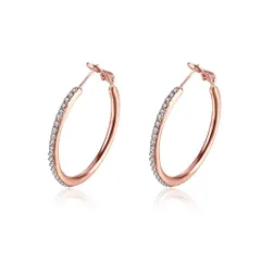 【在庫セール】ピンクゴールド リング 大きい ピアス レディース 両耳セット k18 シンプル フープピアス 人気 ジルコニアファッション ブランド ジュエリー アクセサリー Rockyu