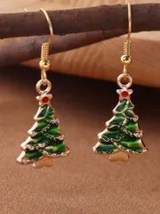 ジュエリー メンズ イヤーアクセサリー クリスマスツリー型ピアス グリーンペイント、ホリデーウェアに適しています