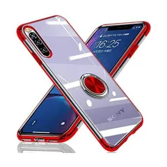 Xperia 10 II ケース リング付き クリア 対応 Xperia SOV43 SO-41A クリア (レッド Sony Xperi)