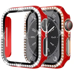 【新着商品】可愛い オシャレ 耐衝撃 保護ケース レディース、キラキラ ガラスフィルム付き PC材質 女性専用 45mm 超簿軽量 装着簡単 高級、コンパチブル カバー apple watch カバー アップルウォッチ iWatchケース series 9 【