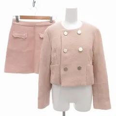 ダーリッチ DARICH セットアップ ノーカラーツイードジャケット ダブル ミニスカート ウール F M ピンク /FT