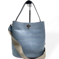 未使用級　FURLA フルラ　ダナエ レザー 2way バッグ ブルー　型押し 未使用級 FURLA フルラ ダナエ レザー 2way バッグ ブルー 型