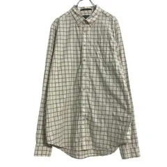 Eddie Bauer 長袖 チェックシャツ XL ホワイト カーキ エディバウアー ボタンダウン ビッグサイズ 古着卸 アメリカ仕入 a610-6193のサムネイル