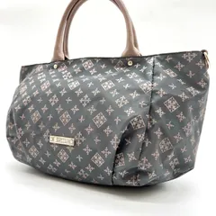 【良品】 russet ラシット ハンドバッグ  トートバッグ ナイロン レザー 革 総柄 ベージュ 肌色 グレー 灰色 ロゴプレート ユニセックス 男女兼用 メンズ レディース