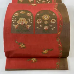 潤み色に赤紅の椿が愛らしい木屋太六通袋帯 正絹 中古 - 袋帯