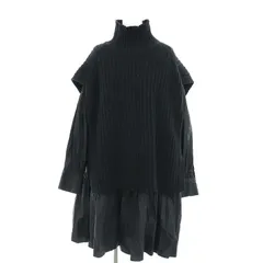 カデュネ CADUNE 2点セット ティアードベストセット ニット プルオーバー ワンピース 長袖 膝丈 ウール混 36 黒 ブラック /NR ■OS