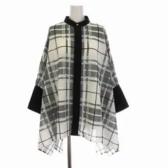 ザ リラクス THE RERACS 22SS ノーカラー チェック シアー シャツ ブラウス シースルー 長袖 F グレー 白 黒 /YMのサムネイル