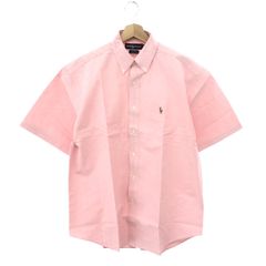 良好 RALPH LAUREN ラルフローレン BLAKE ポニー刺繍 ボタンダウン 半袖 シャツ サイズ:M ピンク コットン メンズ 243001000402のサムネイル